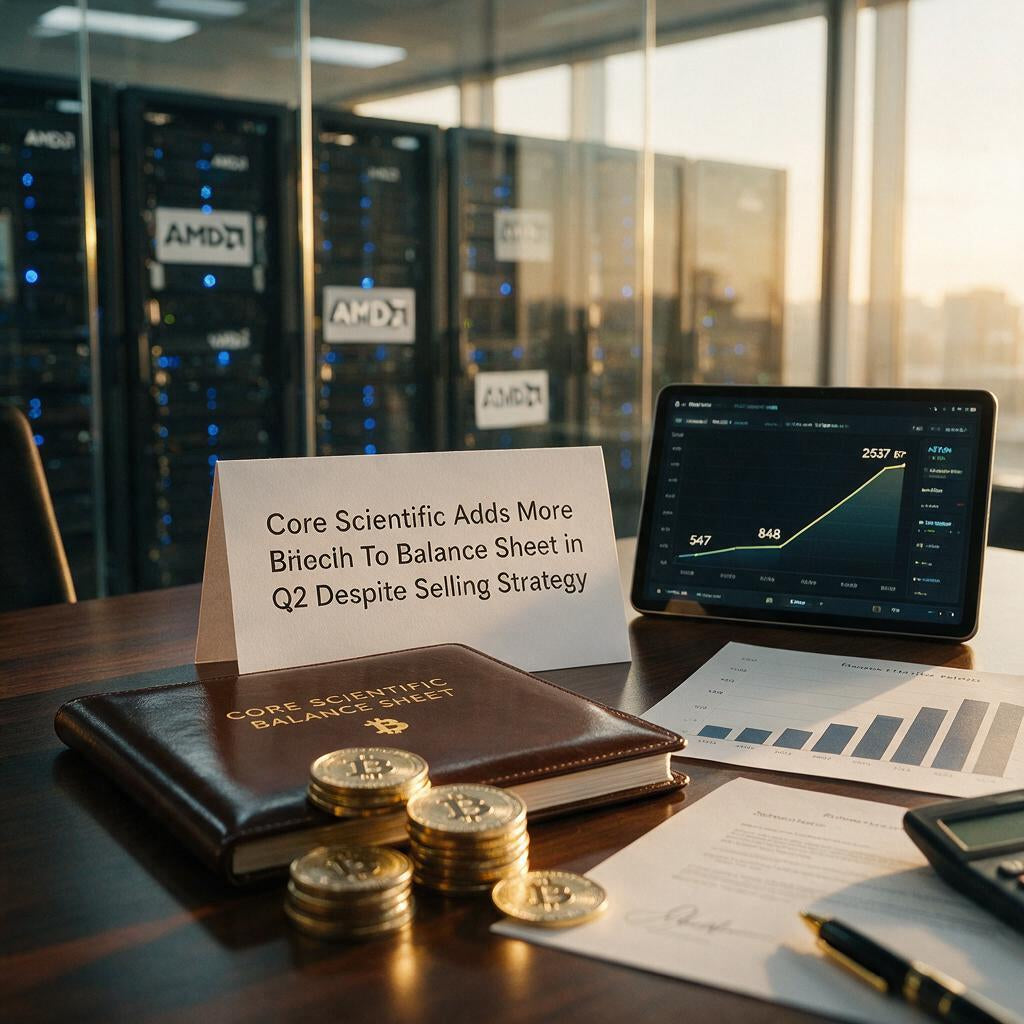 Core Scientific erweitert Bitcoin-Treasury auf 848 BTC – Q2: Mining, AI & AMD-Deal