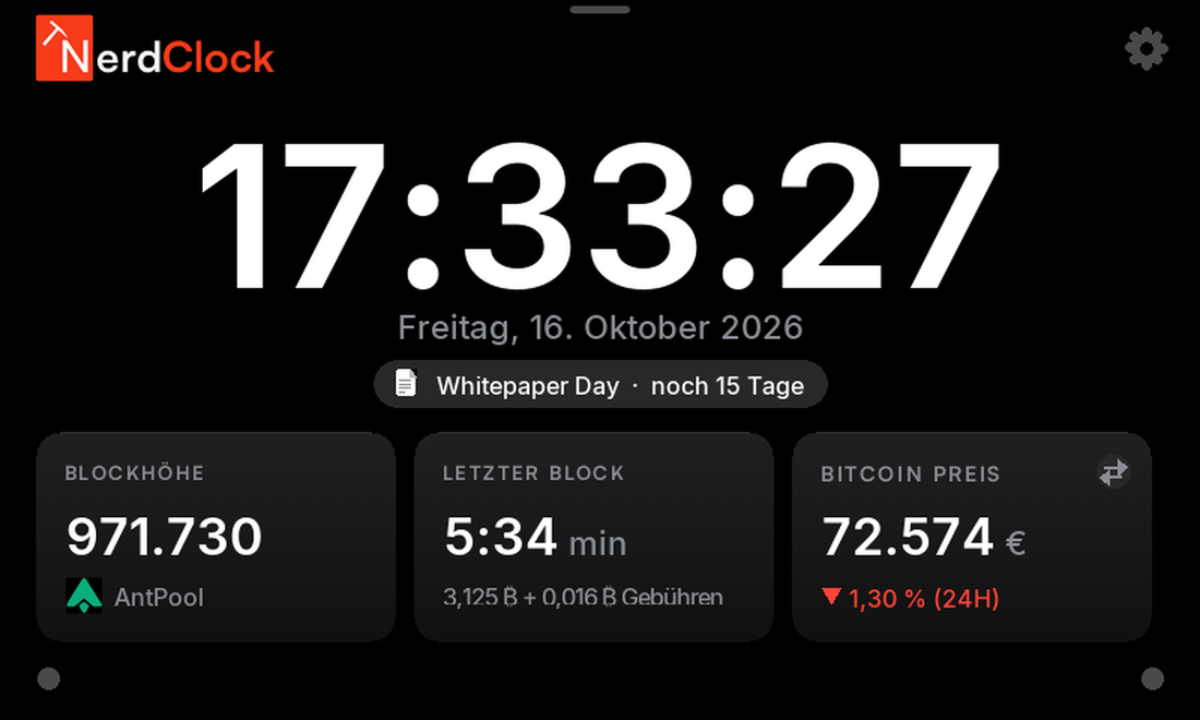 NerdClock Screen: Uhr