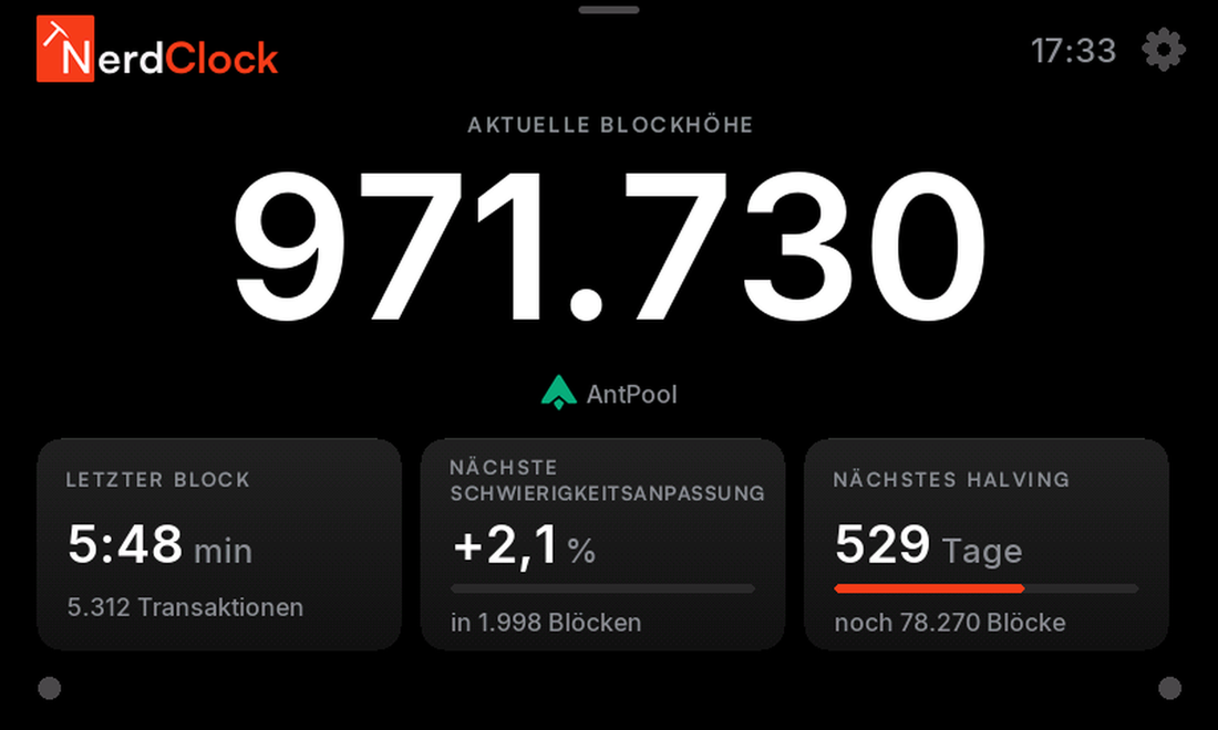 NerdClock Screen: Blockhöhe