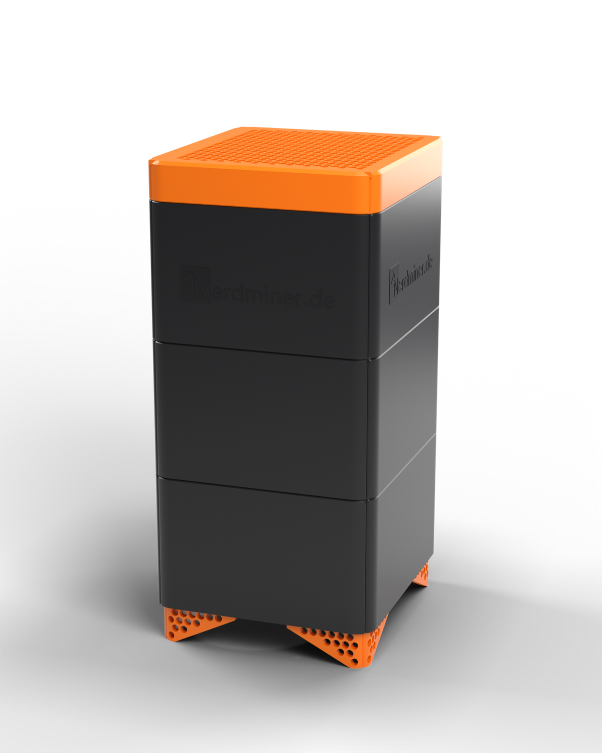 NerdHeizung Bitcoin-Heizung in Schwarz mit orangem Deckel und Grill-Deckel